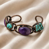 Oval Gemstone Cuff Bracelet