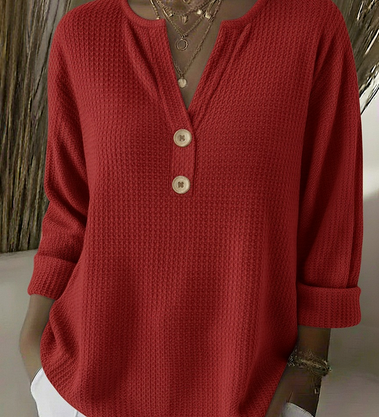 Henley Button Top for Women