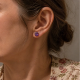 Checkerboard Amethyst Stud Earrings