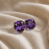 Checkerboard Amethyst Stud Earrings