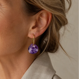 Geometric Amethyst Drop Earrings with Faceted Design