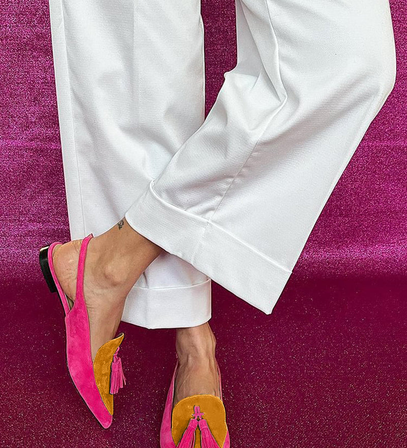 DEMETRIA | Fringe Ballerinas with Ankle Strap