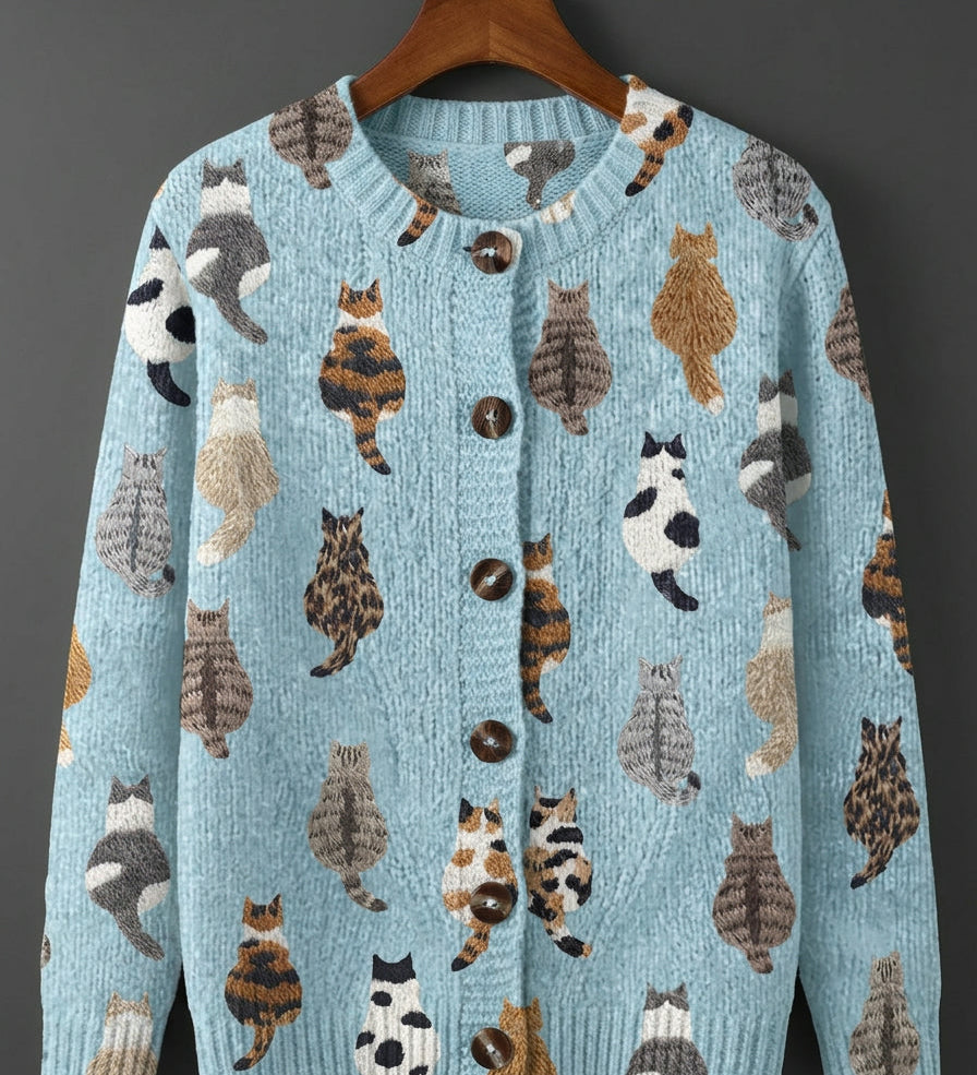 Charlotte™ | Cozy Cat Print Cardigan