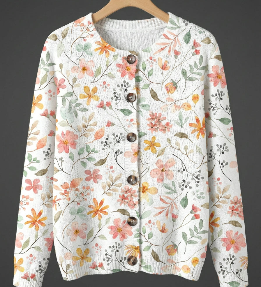 Greta™ | Vintage Floral Knit Cardigan Sweater