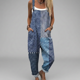 Boho-Patchwork Latzhose Blau